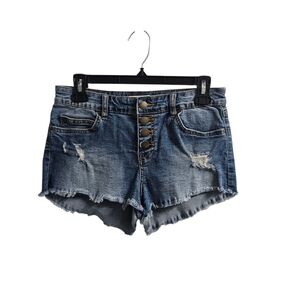 Billabong Button Fly Distressed Jean Shorts Size 27 Low Rise